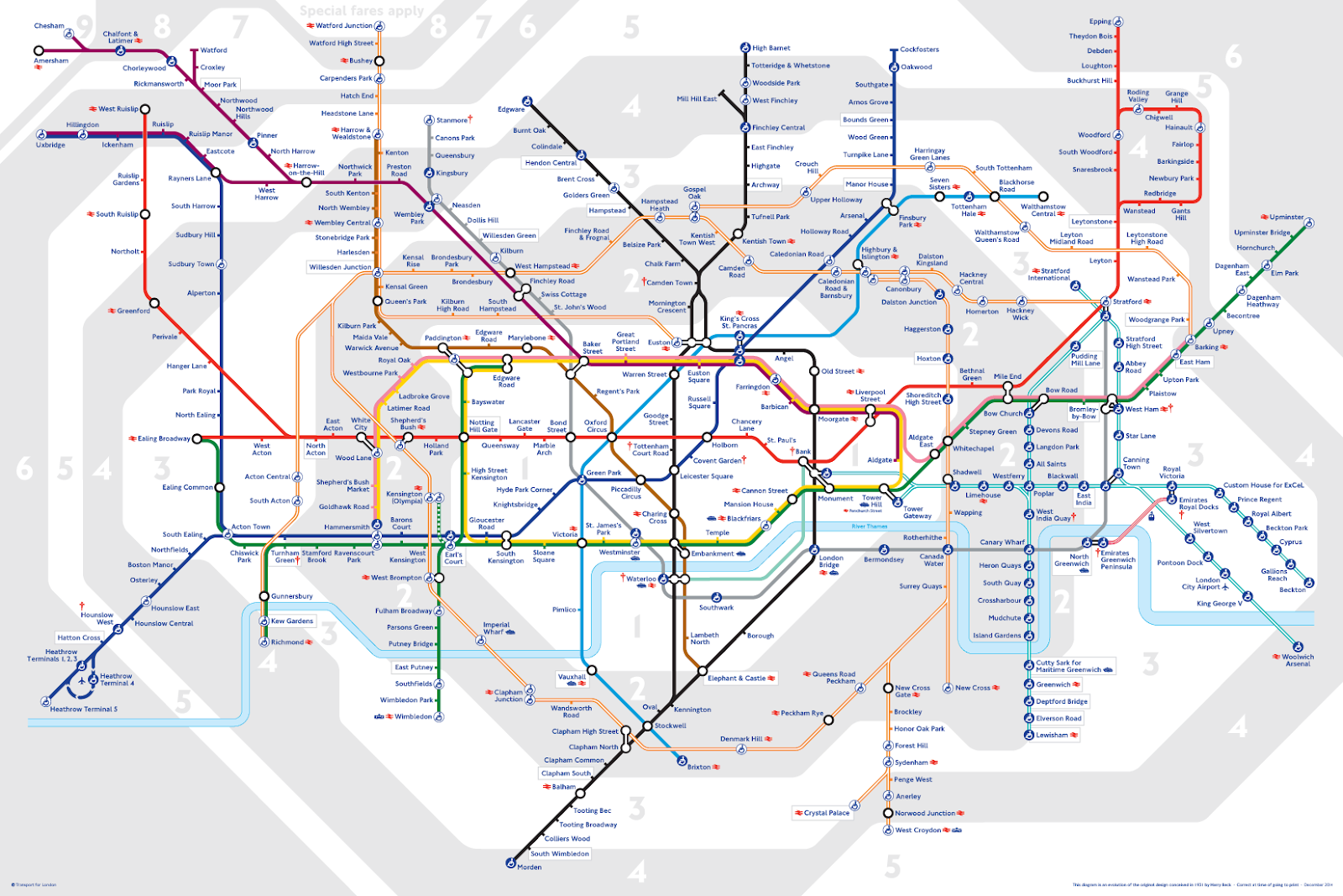 A graph of the London underground map.